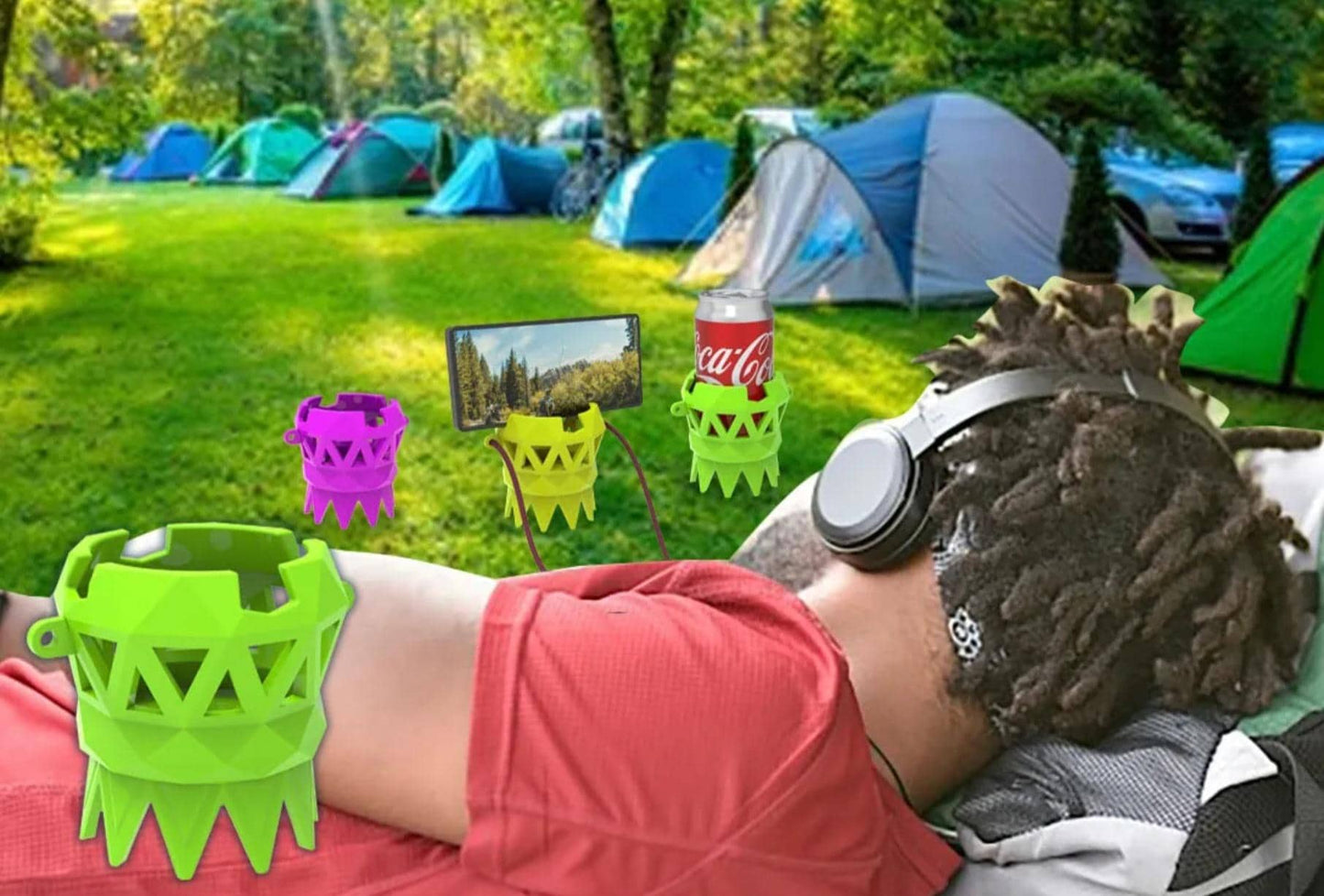 3D Printed Camping Drink & Phone Holder – Perfect for Outdoor Relaxation