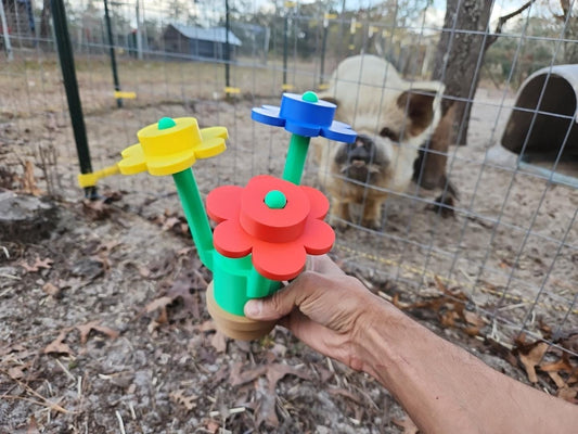 Custom Made Giant Building Block Flowers, Life-Size Brick Blooms with 3 Flowers: Sculptural Fun Bouquet for Your Space, Classic Flowers