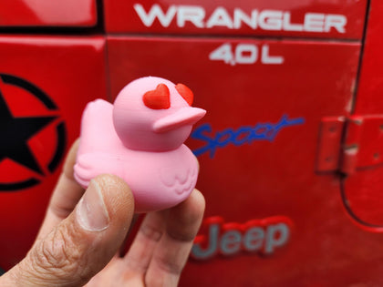 Non-Squeeze Pink Duck with Heart Eyes (Jeep Ducking)