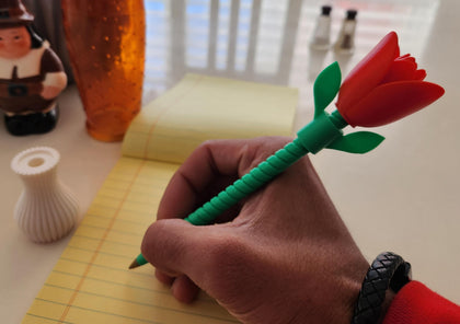 Flower Fidget Pen with Threaded Vase Holder (BIC Compatible)